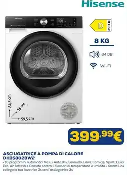 Euronics Asciugatrice a pompa di calore Hisense offerta