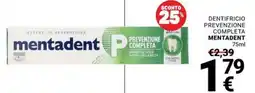 Supermercati Gulliver Dentifricio Prevenzione Completa Mentadent offerta