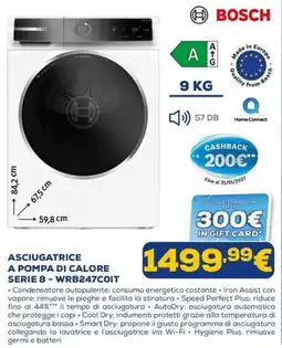 Euronics Asciugatrice a pompa di calore Serie 8 - Bosch offerta