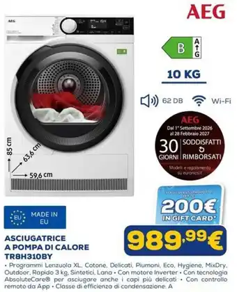 AEG Asciugatrice a pompa di calore TR8H310BY