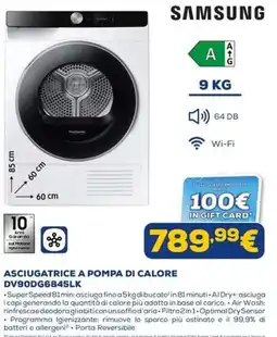 Euronics Samsung Asciugatrice a pompa di calore offerta