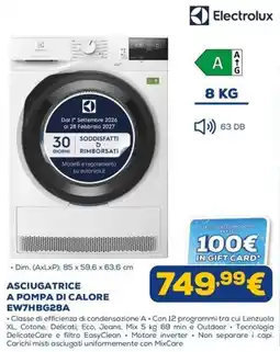Euronics Asciugatrice a pompa di calore Electrolux offerta