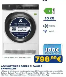 Euronics Asciugatrice a pompa di calore EW7H4E10BY offerta
