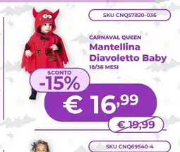Mornati Paglia Carnaval Queen Mantellina Diavoletto Baby offerta
