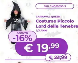 Mornati Paglia Carnaval Queen Costume Piccolo Lord delle Tenebre offerta