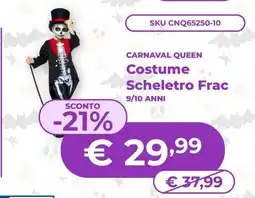 Mornati Paglia Carnaval Queen Costume Scheletro Frac offerta