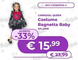 Mornati Paglia Carnaval Queen Costume Ragnetta Baby offerta