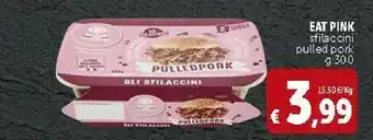 Eat pink sfilaccini pulled pork