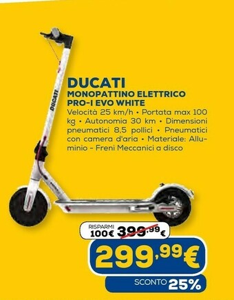 Euronics Ducati monopattino elettrico pro-i evo white offerta