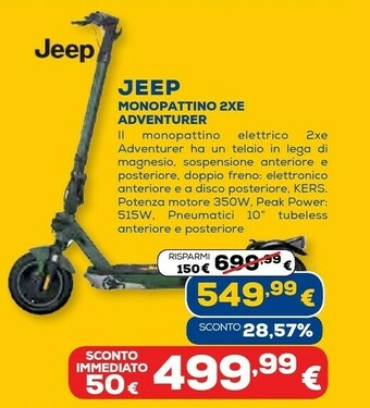 Euronics Jeep monopattino 2xe adventurer offerta