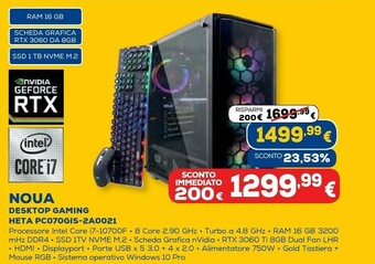 Euronics Noua desktop gaming heta pc070gis-2a0021 offerta