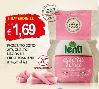 PrestoFresco Lenti Prosciutto Cotto Alta Qualità Nazionale Cuore Rosa offerta