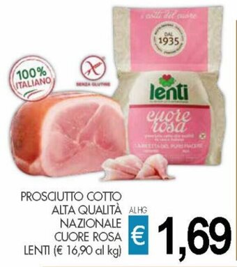 PrestoFresco Lenti Prosciutto Cotto Alta Qualità Nazionale Cuore Rosa offerta