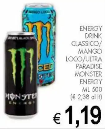 PrestoFresco Monster Energy Drink Classico/Mango Loco/Ultra Paradise 500ml offerta