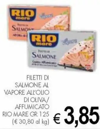 PrestoFresco Rio Mare Filetti di Salmone Al Vapore All'Olio di Oliva/Affumicato 125gr offerta