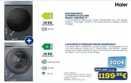 Euronics Haier asciugatrice a pompa di calore + lavatrice standard offerta