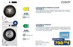 Euronics Candy asciugatrice a pompa di calore + lavatrice standard offerta