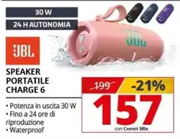 Comet JBL Speaker portatile charge 6 offerta