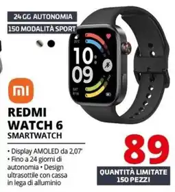 Comet Redmi watch 6 smartwatch offerta