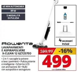 Comet Rоwenta lavapavimenti e aspirapolvere x-clean 12 gz7257eo offerta