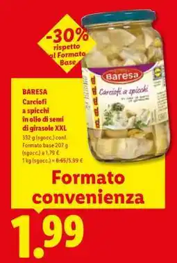 Lidl BARESA Carciofi a spicchi in olio di semi di girasole XXL offerta