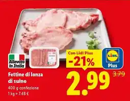 Lidl Fettine di lonza di suino offerta