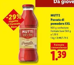 Lidl MUTTI Passata di pomodoro XXL offerta