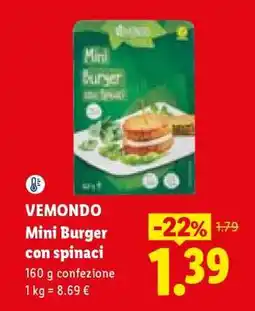 Lidl Vemondo Mini burger con spinaci offerta
