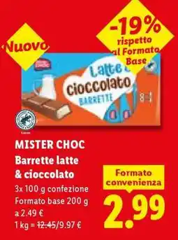 Lidl MISTER CHOC Barrette latte & cioccolato offerta