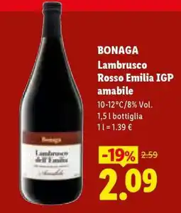 Lidl Bonaga Lambrusco Rosso Emilia IGP amabile offerta