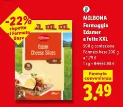 Lidl Milbona Formaggio Edamer a fette XXL offerta