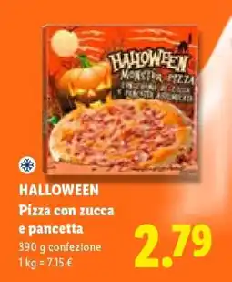 Lidl Halloween Pizza con zucca e pancetta offerta