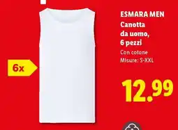 Lidl ESMARA MEN Canotta da uomo, 6 pezzi offerta
