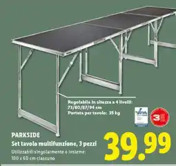 Lidl PARKSIDE Set tavolo multifunzione, 3 pezzi offerta