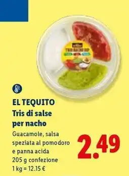 Lidl EL TEQUITO Tris di salse per nacho offerta
