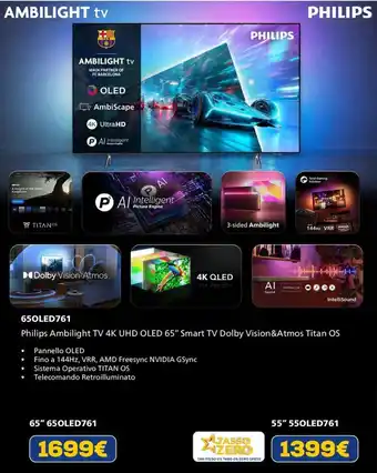 Philips Ambilight TV 4K UHD OLED 65" Smart TV Dolby Vision &Atmos Titan OS