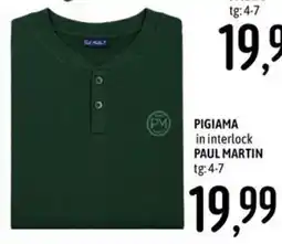 Emisfero Pigiama in interlock Paul Martin offerta