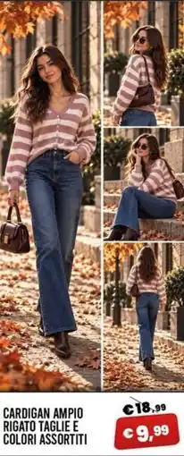 Angel Mercatone Cardigan ampio rigato taglie e colori assortiti offerta