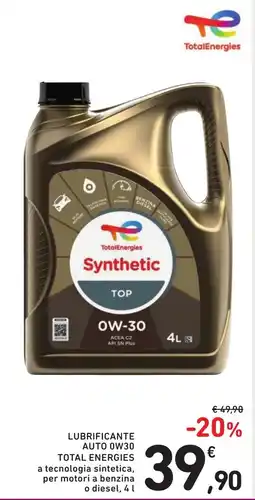 Spazio Conad Lubrificante auto 0w30 total energies offerta