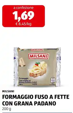 ALDI Milsani Formaggio Fuso a Fette con Grana Padano offerta