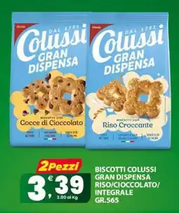 Eurospar BISCOTTI COLUSSI GRAN DISPENSA RISO/CIOCCOLATO/INTEGRALE GR.565 offerta