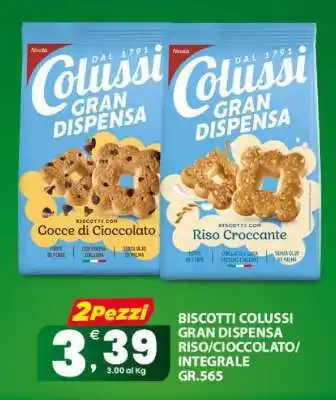 BISCOTTI COLUSSI GRAN DISPENSA RISO/CIOCCOLATO/INTEGRALE GR.565