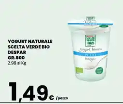 Eurospar YOGURT NATURALE SCELTA VERDE BIO DESPAR offerta