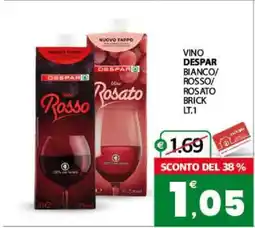 Eurospar VINO DESPAR BIANCO/ROSSO/ROSATO BRICK LT.1 offerta