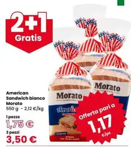 Eurospar American Sandwich bianco Morato offerta