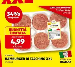 ALDI IL PODERE HAMBURGER DI TACCHINO XXL offerta