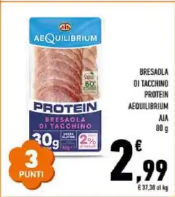 Conad BRESAOLA DI TACCHINO PROTEIN AEQUILIBRIUM AIA offerta