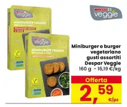Eurospar Miniburger o burger vegetariano gusti assortiti Despar Veggie offerta