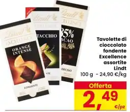 Eurospar Tavolette di cioccolato fondente Excellence assortite Lindt offerta