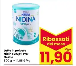 Eurospar Latte in polvere Nidina 2 Opti Pro Nestle offerta